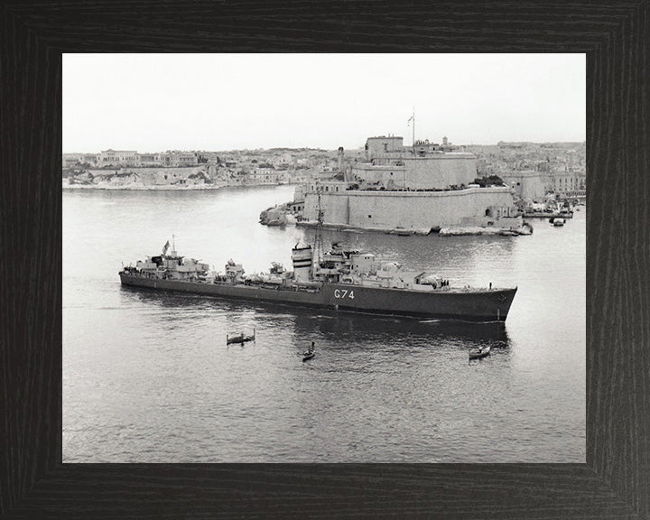 HMS Legion (G74) Photo Print - Valletta Malta - Royal Navy A Class Destroyer Hampshire Prints 10 x 8 Black Frame No