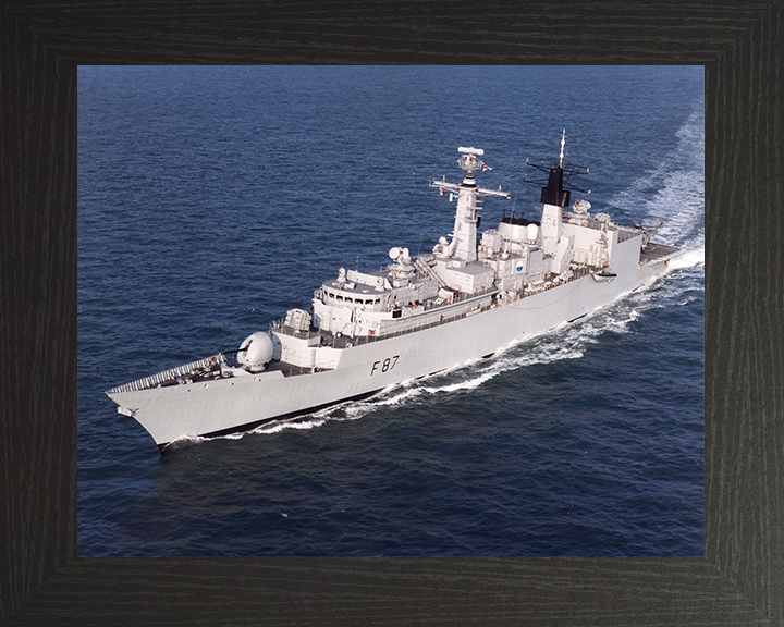 HMS Chatham (F87) Royal Navy Type 22 Frigate High Port Side View Photo Print Wall Art Decor Posters, Prints, & Visual Artwork Hampshire Prints 10 x 8 Black Frame No