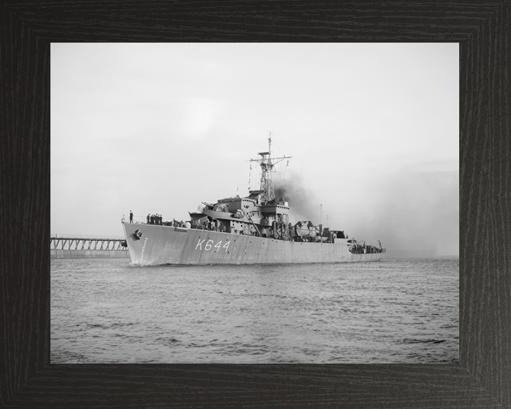 HMS Cawsand Bay (K644) Royal Navy Bay Class Frigate Port Side View Photo Print Wall Art Decor Posters, Prints, & Visual Artwork Hampshire Prints 10 x 8 Black Frame No