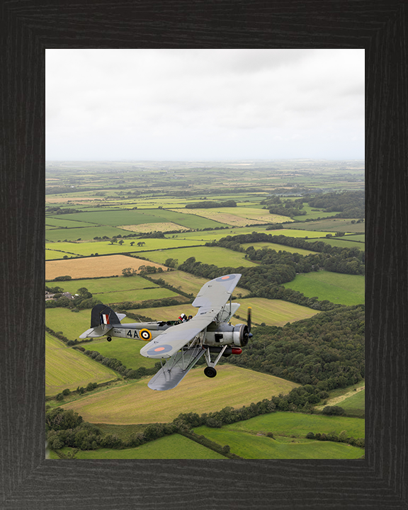 Swordfish Mk1 Plane in flight Photo Print - Royal Navy Aircraft Hampshire Prints 10 x 8 Black Frame No
