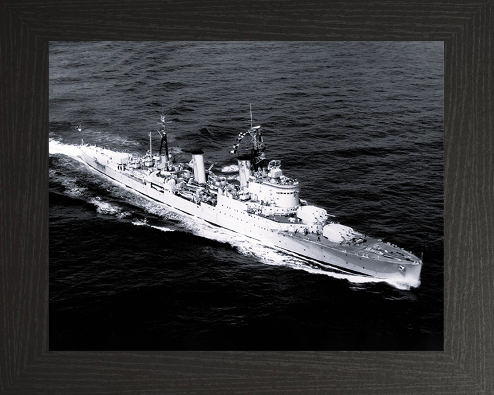 HMS Birmingham (C19) Photo Print - At Sea - Royal Navy Town Class Light Cruiser Posters, Prints, & Visual Artwork Hampshire Prints 10 x 8 Black Frame No