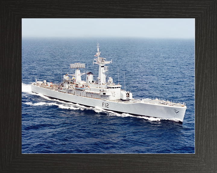 HMS Achilles (F12) Royal Navy Leander Class Frigate Photo Print Starboard Bow View Warship Wall Art Posters, Prints, & Visual Artwork Hampshire Prints 10 x 8 Black Frame No