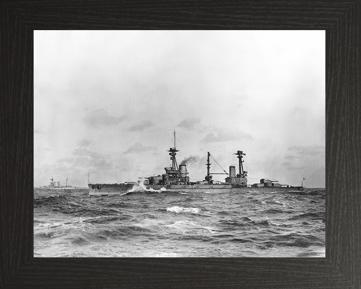 HMS Agincourt (1913) Photo Print - Port Side View - Royal Navy Dreadnought Battleship Hampshire Prints 10 x 8 Black Frame No