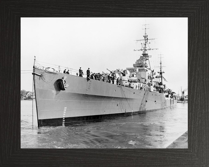 HMS Black Prince (81) Royal Navy Dido Class Cruiser Coming Alongside Photo Print Wall Art Decor Posters, Prints, & Visual Artwork Hampshire Prints 10 x 8 Black Frame No