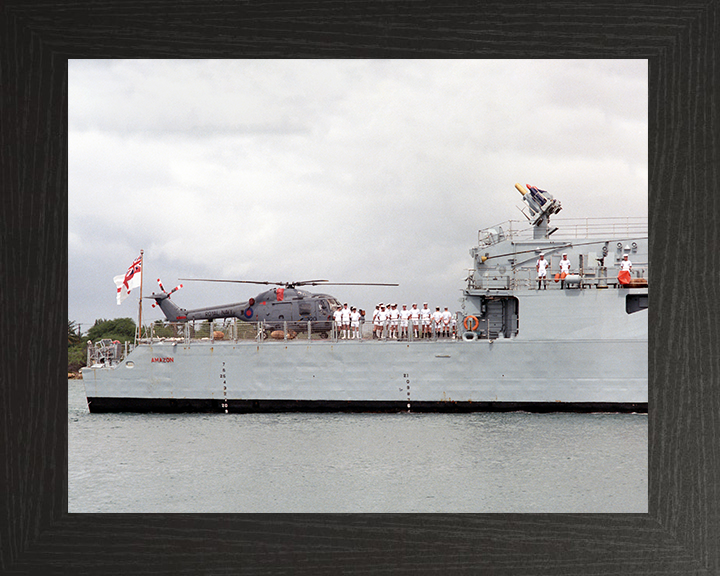 HMS Amazon (F169) Photo Print - Pearl Harbour 1986 - Royal Navy Type 21 Frigate Hampshire Prints 10 x 8 Black Frame No