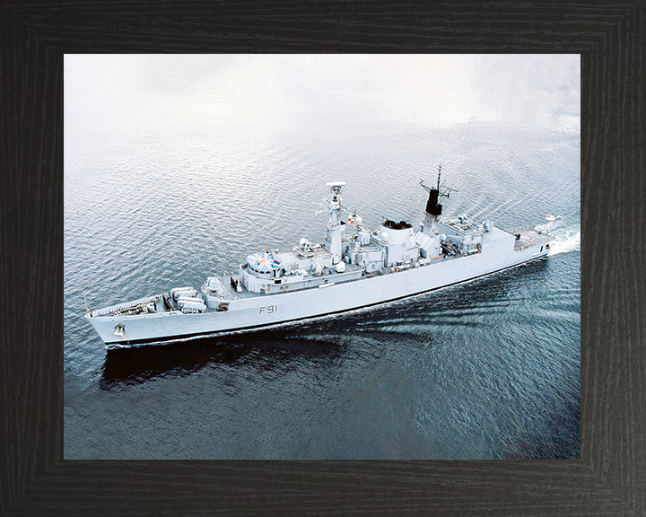HMS Brazen (F91) Royal Navy Type 22 Frigate High Port Side View Photo Print Wall Art Decor Posters, Prints, & Visual Artwork Hampshire Prints 10 x 8 Black Frame No