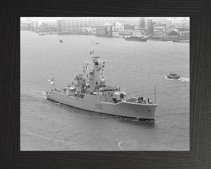 HMS Plymouth (F126) Photo Print - Amsterdam 1974 - Royal Navy Rothesay Class Frigate Hampshire Prints 10 x 8 Black Frame No