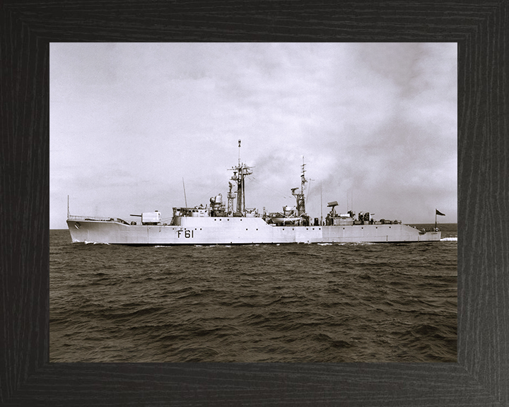 HMS Llandaff (F61) - At Sea 1959 - Royal Navy Salisbury Class Frigate Photo Print Wall Art Naval Decor UK Posters, Prints, & Visual Artwork Hampshire Prints 10 x 8 Black Frame No