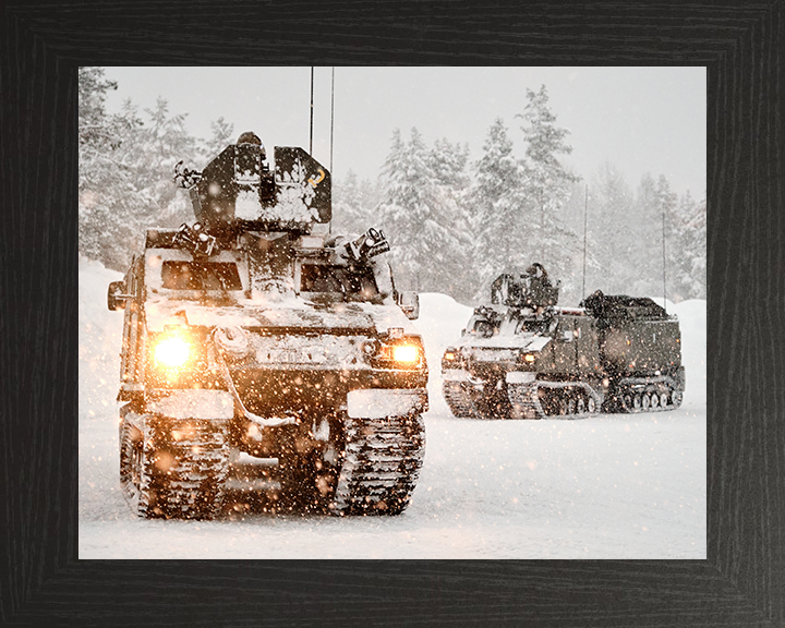 Royal Marines Driving an Armoured Support Group Viking | Photo Print | Framed Print | Military | Commando | Wall Art | Decor | Photography Hampshire Prints 10 x 8 Black Frame No