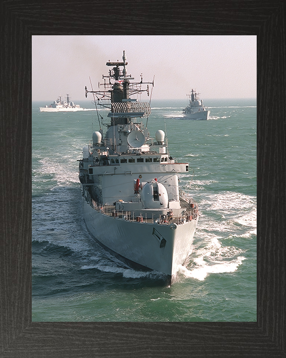 HMS Cardiff (D108) Royal Navy Type 42 Destroyer High Bow View Photo Print Wall Art Decor Posters, Prints, & Visual Artwork Hampshire Prints 10 x 8 Black Frame No