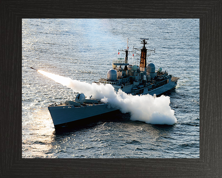 HMS Edinburgh (D97) Royal Navy Type 42 Destroyer Sea Dart Launch Photo Print Wall Art Decor Posters, Prints, & Visual Artwork Hampshire Prints 10 x 8 Black Frame No