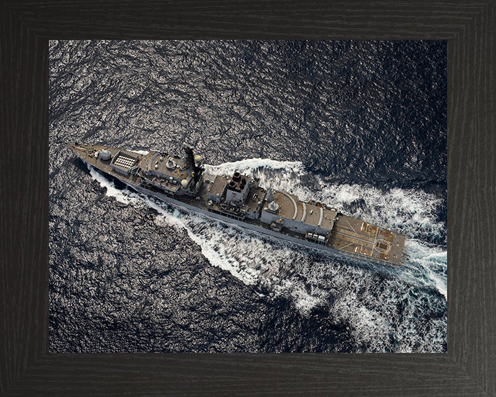 HMS Lancaster (F229) Photo Print - From The Air - Royal Navy Type 23 Frigate Hampshire Prints 10 x 8 Black Frame No