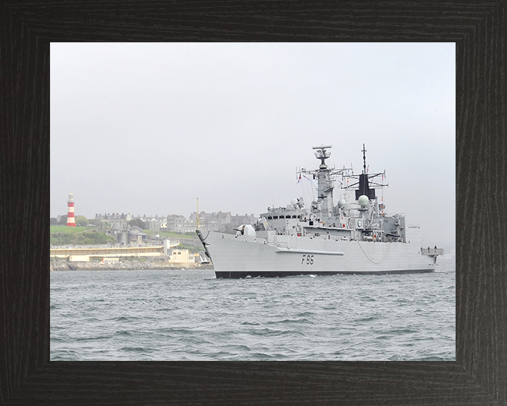 HMS Campbeltown (F86) Royal Navy Type 22 Frigate Entering Plymouth Photo Print Wall Art Decor Posters, Prints, & Visual Artwork Hampshire Prints 10 x 8 Black Frame No