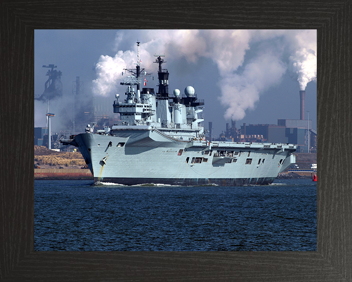 HMS Illustrious (R06) Photo Print - Amsterdam 2009 - Royal Navy Invincible Class Aircraft Carrier Hampshire Prints 10 x 8 Black Frame No