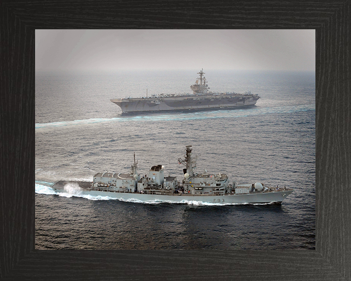HMS St Albans (F83) Photo Print - With USS George W Bush - Royal Navy Type 23 Frigate Hampshire Prints 10 x 8 Black Frame No