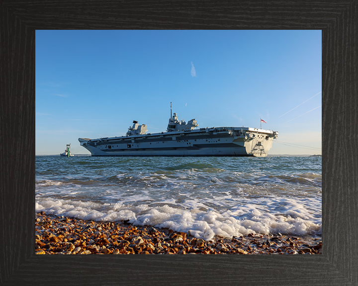 HMS Prince of Wales (R09) Royal Navy Queen Elizabeth Class Aircraft Carrier Photo Print Apr 26 Wall Art Posters, Prints, & Visual Artwork Hampshire Prints 10 x 8 Black Frame No