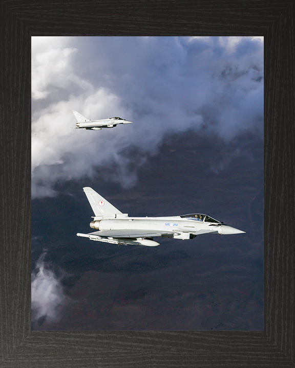 RAF 6 Squadron Typhoons in flight Portrait Photo Print - Royal Air Force Aircraft Hampshire Prints 10 x 8 Black Frame No