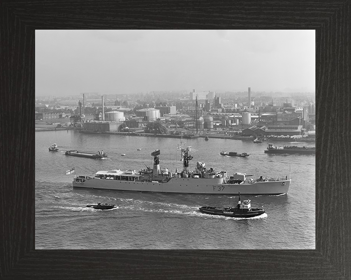 HMS Jaguar (F37) Photo Print - Amsterdam 1968 - Royal Navy Leopard Class Frigate Hampshire Prints 10 x 8 Black Frame No