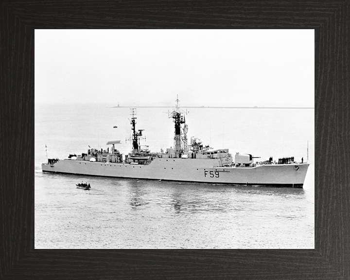 HMS Chichester (F59) Royal Navy Salisbury Class Frigate Starboard View Photo Print Wall Art Decor Posters, Prints, & Visual Artwork Hampshire Prints 10 x 8 Black Frame No