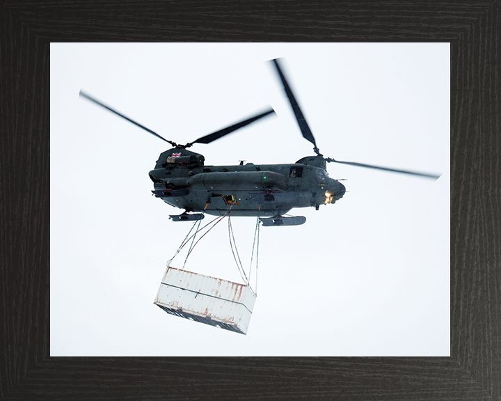 RAF Chinook Helicopter With Load Photo Print Royal Air Force Aircraft Wall Art Aviation Decor Posters, Prints, & Visual Artwork Hampshire Prints 10 x 8 Black Frame No