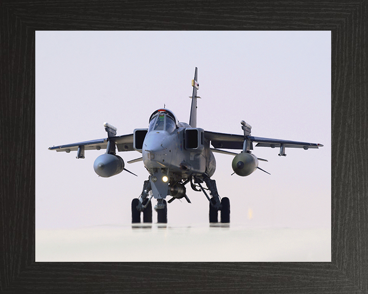 RAF Jaguar Taking off in Oman 2005 Photo Print - Royal Air Force Aircraft Posters, Prints, & Visual Artwork Hampshire Prints 10 x 8 Black Frame No