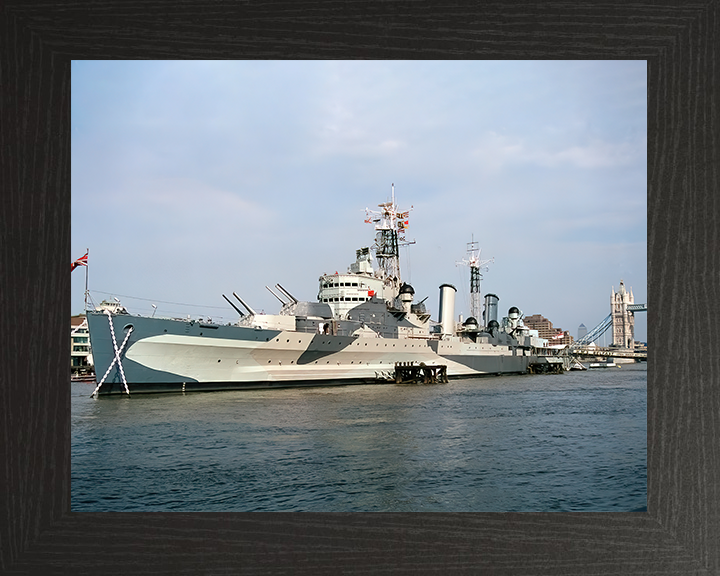 HMS Belfast (C35) Royal Navy Town Class Light Cruiser In London Photo Print Wall Art Decor Posters, Prints, & Visual Artwork Hampshire Prints 10 x 8 Black Frame No