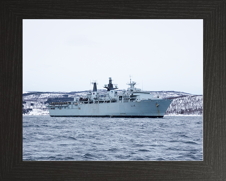HMS Albion (L14) Royal Navy Albion Class Amphibious Ship Off Norway Photo Print Wall Art Naval Decor Posters, Prints, & Visual Artwork Hampshire Prints 10 x 8 Black Frame No