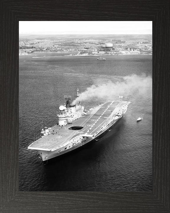 HMS Eagle (R05) Royal Navy Audacious Class Aircraft Carrier High Port Bow View Photo Print Wall Art Decor Posters, Prints, & Visual Artwork Hampshire Prints 10 x 8 Black Frame No