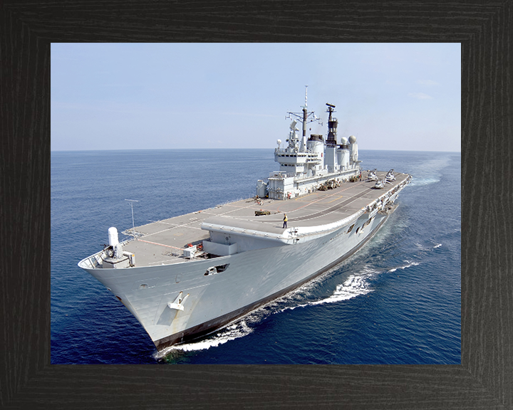 HMS Ark Royal (R07) Royal Navy Invincible Class Aircraft Carrier Underway Photo Print Wall Art Decor Posters, Prints, & Visual Artwork Hampshire Prints 10 x 8 Black Frame No