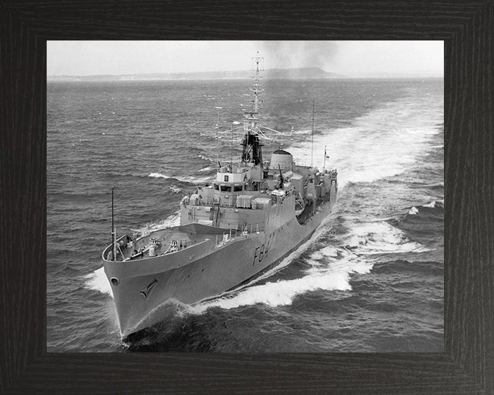 HMS Exmouth (F84) Photo Print - At sea 1970 - Royal Navy Blackwood Class Frigate Hampshire Prints 10 x 8 Black Frame No