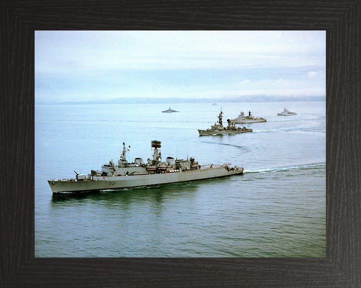 HMS Norfolk (D21) Photo Print - Strike Group - Royal Navy County Class Destroyer Hampshire Prints 10 x 8 Black Frame No