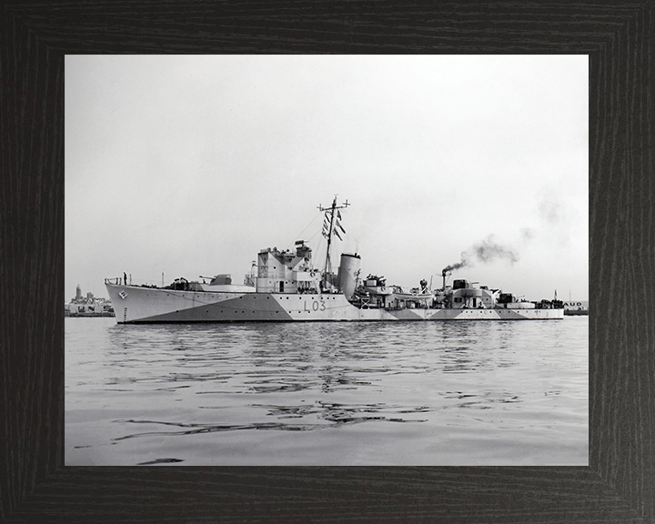 HMS Badsworth (L03) Royal Navy Hunt Class Destroyer Port Side View Photo Print Wall Art Decor Posters, Prints, & Visual Artwork Hampshire Prints 10 x 8 Black Frame No