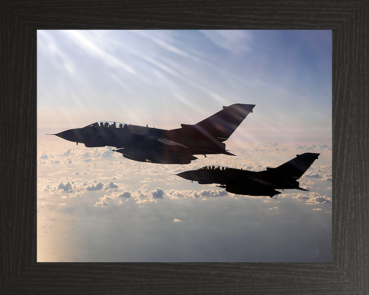 RAF Tornado GR4 Jets in Flight Over the Mediterranean Sea Photo Print - Royal Air Force Aircraft Posters, Prints, & Visual Artwork Hampshire Prints 10 x 8 Black Frame No