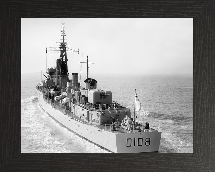 HMS Dainty (D108) Royal Navy Daring Class Destroyer Stern View 1964 Photo Print Wall Art Decor Posters, Prints, & Visual Artwork Hampshire Prints 10 x 8 Black Frame No