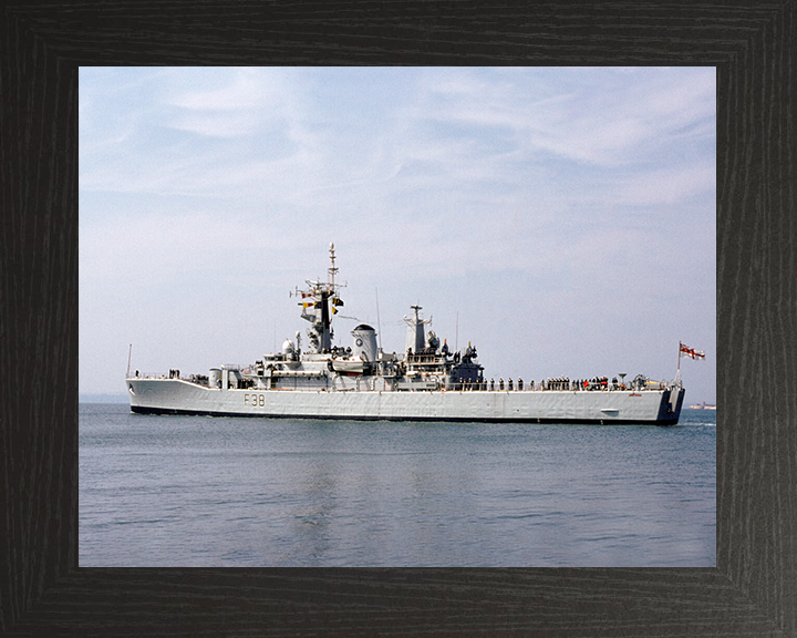 HMS Arethusa (F38) Royal Navy Leander Class Frigate Leaving Portsmouth Photo Print Wall Art Decor Posters, Prints, & Visual Artwork Hampshire Prints 10 x 8 Black Frame No