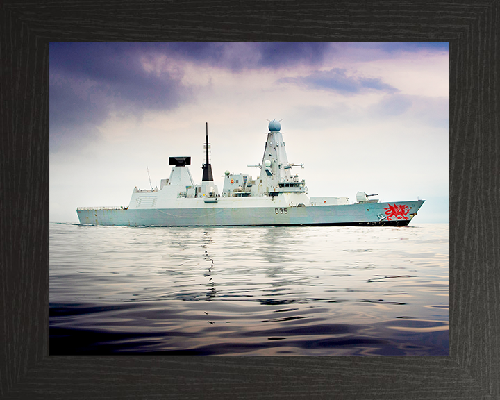 HMS Dragon (D35) Royal Navy Type 45 Destroyer Low Starboard Beam View Photo Print Wall Art Decor Posters, Prints, & Visual Artwork Hampshire Prints 10 x 8 Black Frame No