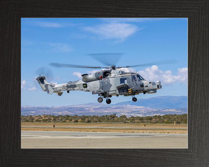 Royal Navy Wildcat helicopter RAF Akrotiri Takeoff Photo Print Wall Art Naval Aircraft Decor Posters, Prints, & Visual Artwork Hampshire Prints 10 x 8 Black Frame No