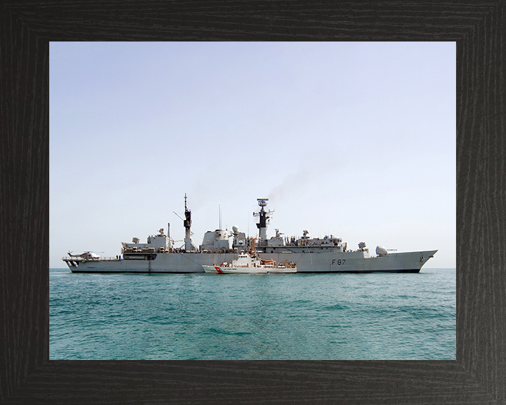 HMS Chatham (F87) Photo Print - With USS Monomoy 2008 - Royal Navy Type 22 Frigate Posters, Prints, & Visual Artwork Hampshire Prints 10 x 8 Black Frame No