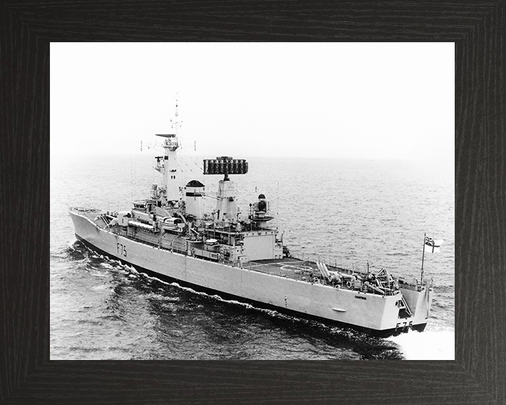 HMS Charybdis (F75) Royal Navy Leander Class Frigate Port Quarter View Photo Print Wall Art Decor Posters, Prints, & Visual Artwork Hampshire Prints 10 x 8 Black Frame No