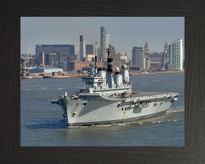 HMS Ark Royal (R07) Photo Print - Liverpool 2008 - Royal Navy Invincible Class Aircraft Carrier Hampshire Prints 10 x 8 Black Frame No
