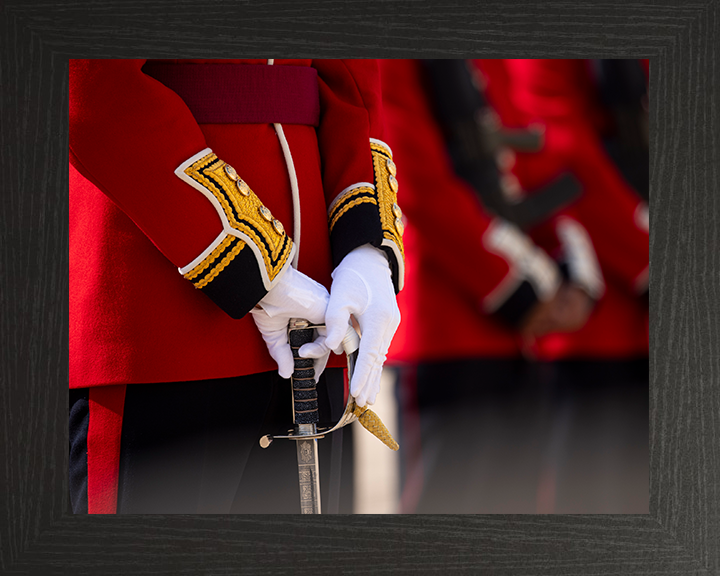 Coldstream Guardsmen officer on Parade Photo Print - British Army Hampshire Prints 10 x 8 Black Frame No