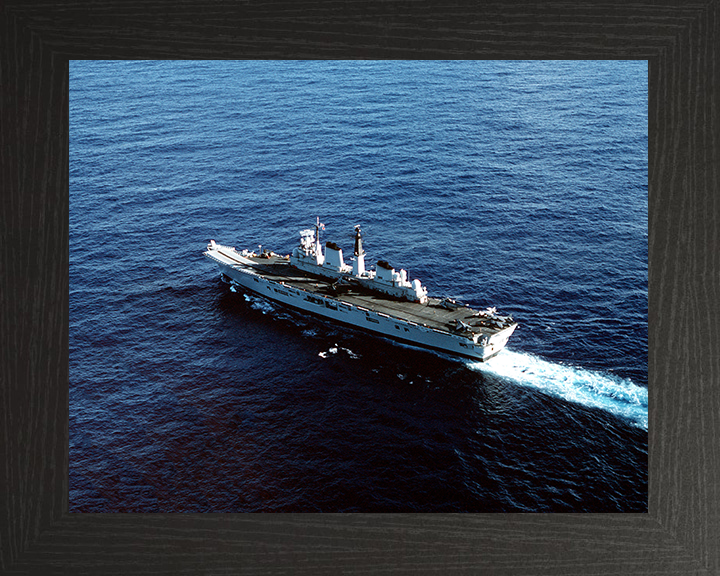 HMS Invincible (R05) Photo Print - At Sea 1990 - Royal Navy Invincible Class Aircraft Carrier Hampshire Prints 10 x 8 Black Frame No