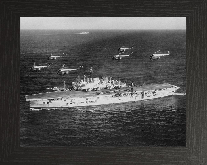 HMS Ark Royal (R09) Royal Navy Audacious Class Aircraft Carrier Whirlwind Flyover 1960 Photo Print Wall Art Decor Posters, Prints, & Visual Artwork Hampshire Prints 10 x 8 Black Frame No
