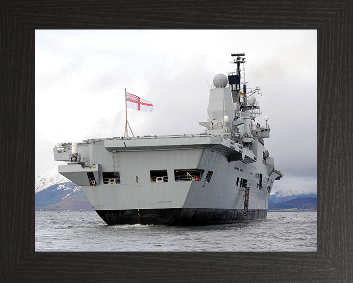 HMS Ark Royal (R07) Royal Navy Invincible Class Aircraft Carrier Stern View 2009 Photo Print Wall Art Decor Posters, Prints, & Visual Artwork Hampshire Prints 10 x 8 Black Frame No