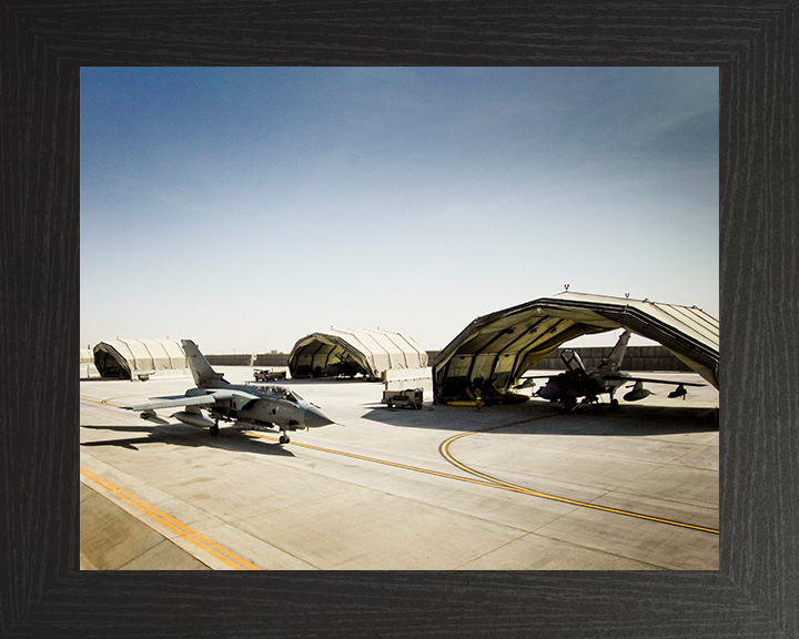 RAF Tornado GR4 Jet at Kandahar airfield in Afghanistan Photo Print - Royal Air Force Aircraft Posters, Prints, & Visual Artwork Hampshire Prints 10 x 8 Black Frame No