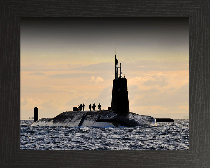 HMS Vanguard (S28) Photo Print - Sunset 2010 - Royal Navy Vanguard Class Submarine Hampshire Prints 10 x 8 Black Frame No