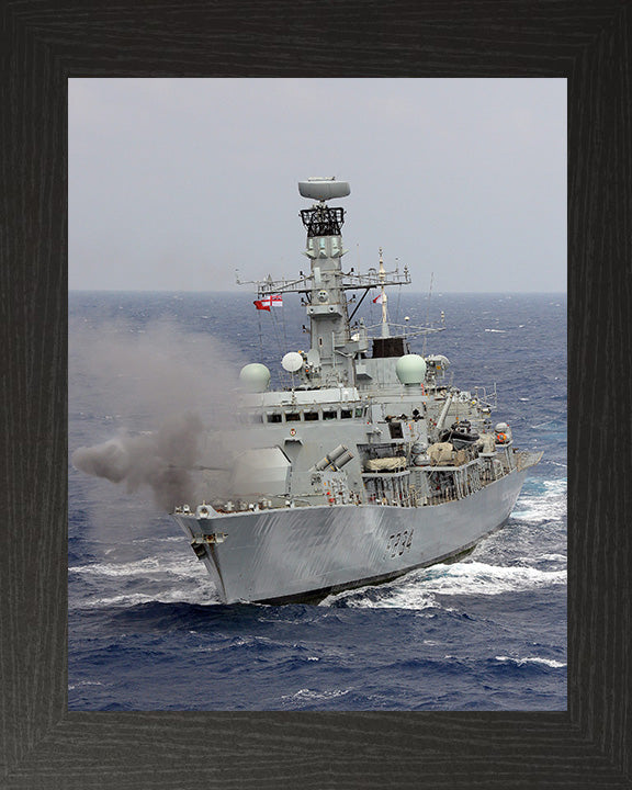 HMS Iron Duke (F234) Photo Print - Fires 4.5 Inch Gun - Royal Navy Type 23 Frigate Hampshire Prints 10 x 8 Black Frame No
