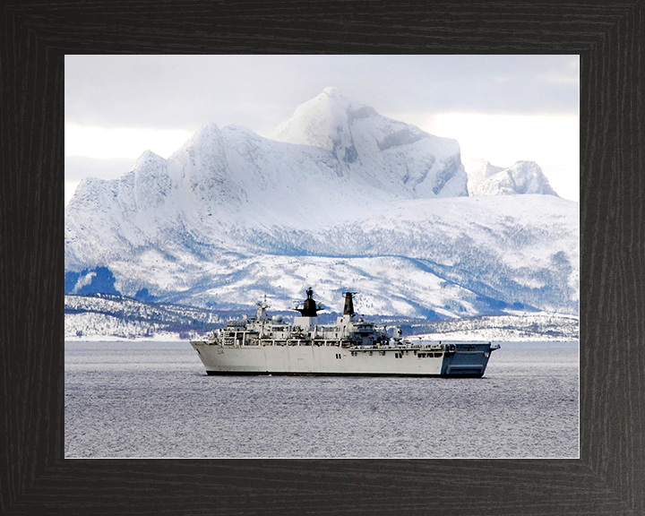 HMS Albion (L14) Royal Navy Albion Class Amphibious Ship Norway 2008 Photo Print Wall Art Naval Decor Posters, Prints, & Visual Artwork Hampshire Prints 10 x 8 Black Frame No