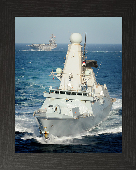 HMS Daring (D32) Photo Print - With USS Carl Vinson 2012 - Royal Navy Type 45 Destroyer Posters, Prints, & Visual Artwork Hampshire Prints 10 x 8 Black Frame No