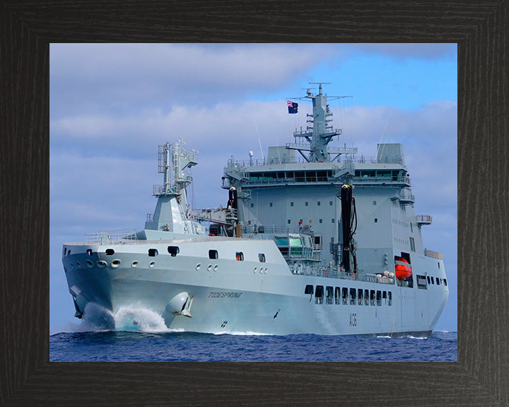 RFA Tidespring (A136) Photo Print - Port Bow View at Sea - Royal Fleet Auxiliary Tide Class Tanker Hampshire Prints 10 x 8 Black Frame No